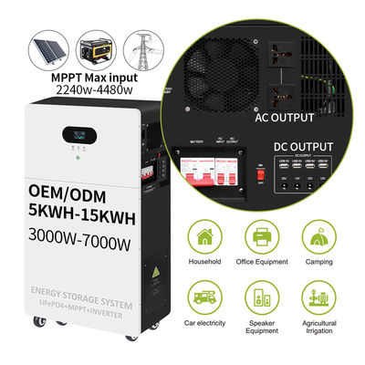 بنك محطة توليد الكهرباء All In One Inverter Hybrid Off Grid AC 5kw 10kw 15kw 20kw نظام بطارية الليثيوم الشمسي LiFePO4 لتخزين الطاقة