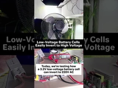 3.2V→220V اختبار: MPPT عاكس يتعامل مع التيار الكبير بداية المروحة. ثابت التيار المتردد من بطارية صغيرة