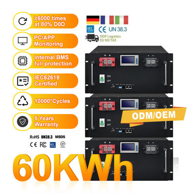 منفذ الاتصال CAN 51.2V 100Ah 150Ah 280Ah بطارية LiFePO4 لنظام الطاقة الشمسية